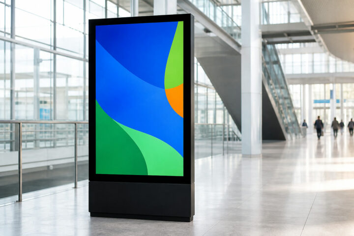 Digitaler Screen im Messeumfeld